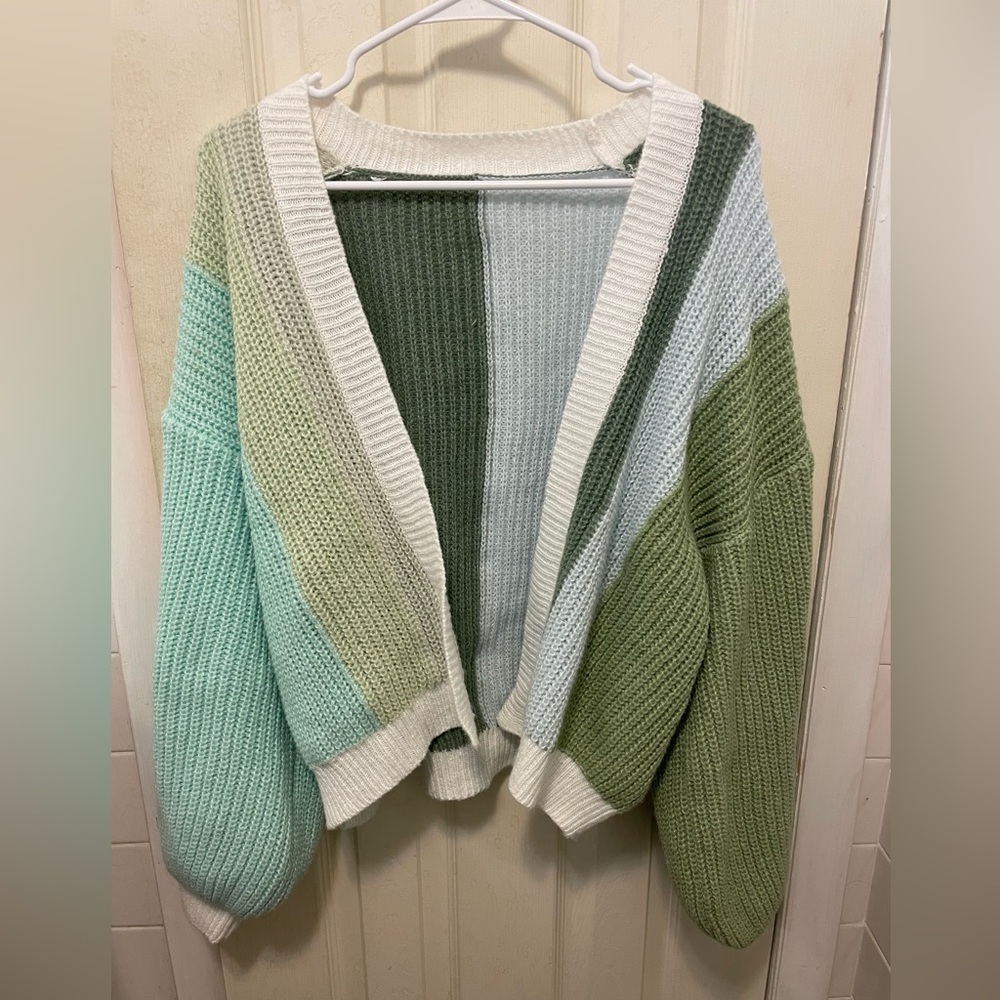 Colorblock Knit Cardigan Sweater